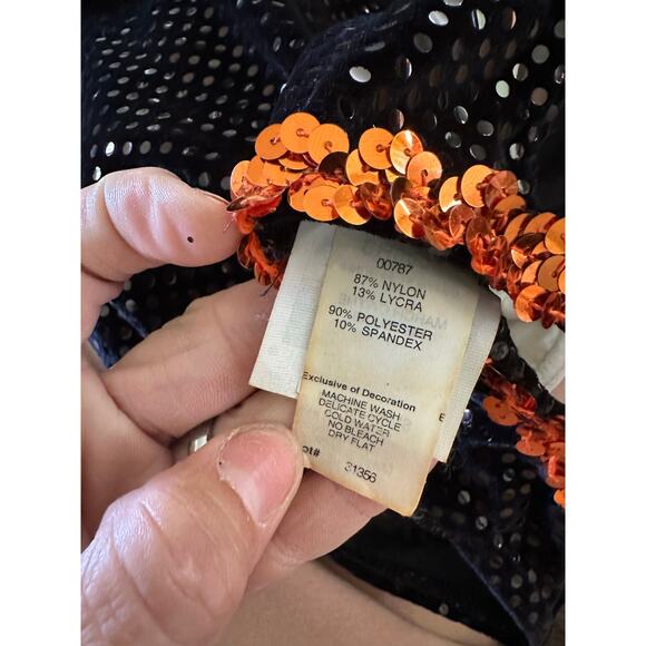 A Wish Come True Girls' Black Orange Mery Sequin Beaded Costume Dress Size 5-7 - Picture 6 of 10